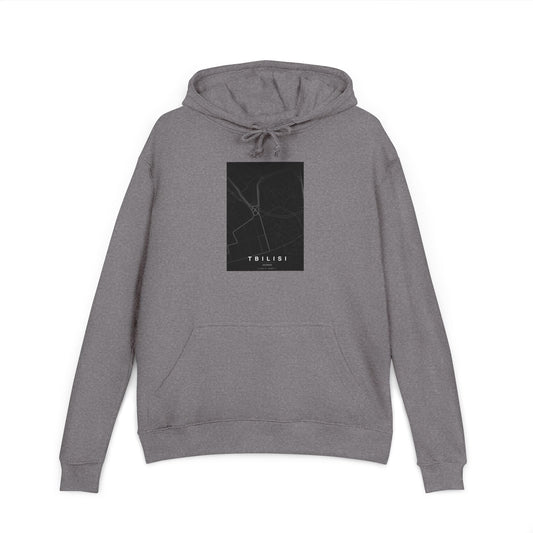 Black Hoodie with Minimalist Marble Graphic - Tbilisi Streets