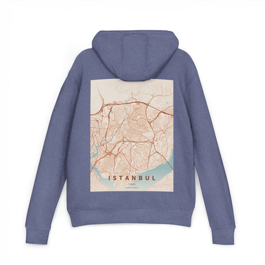Istanbul City Map Hoodie — Vintage Rose Gold Urban Map Pullover