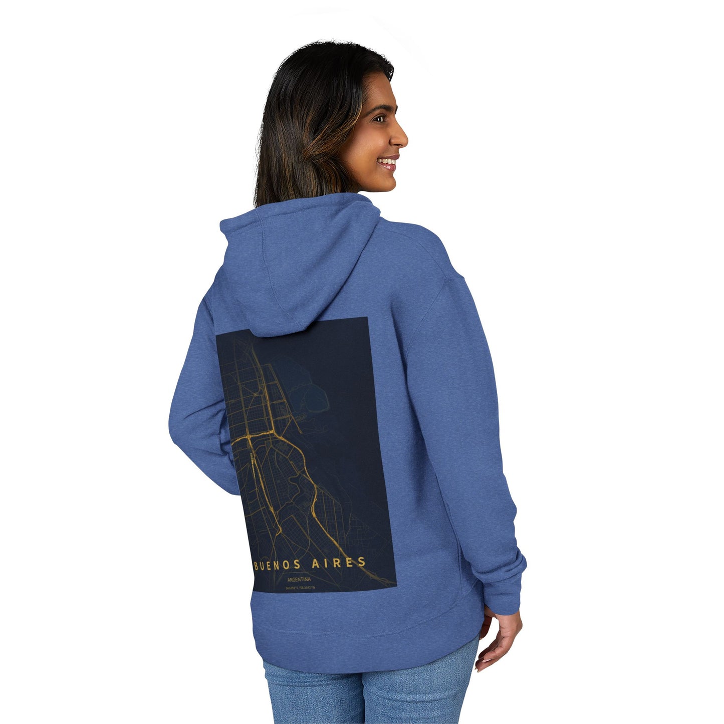 Buenos Aires Map Hoodie — Vintage City Street Map Backprint