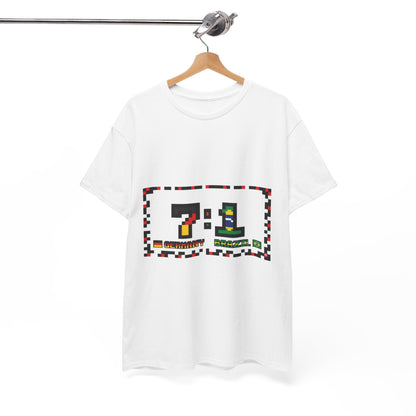Pixel 7:1 Scoreboard Graphic Tee — Retro Gaming Soccer Jersey Shirt