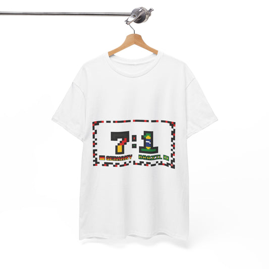 Pixel 7:1 Scoreboard Graphic Tee — Retro Gaming Soccer Jersey Shirt