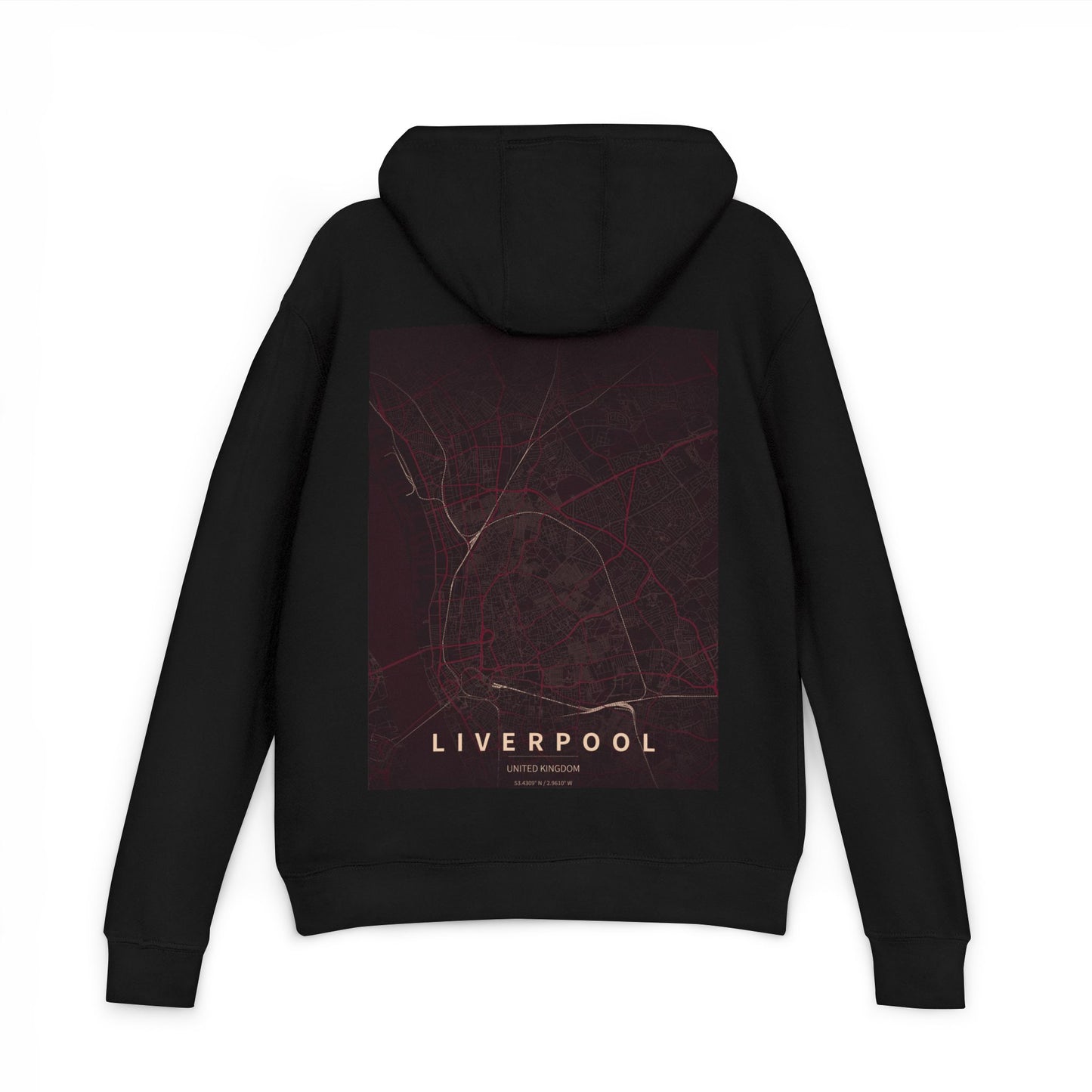 Liverpool City Map Hoodie — Minimalist Urban Map Back Graphic