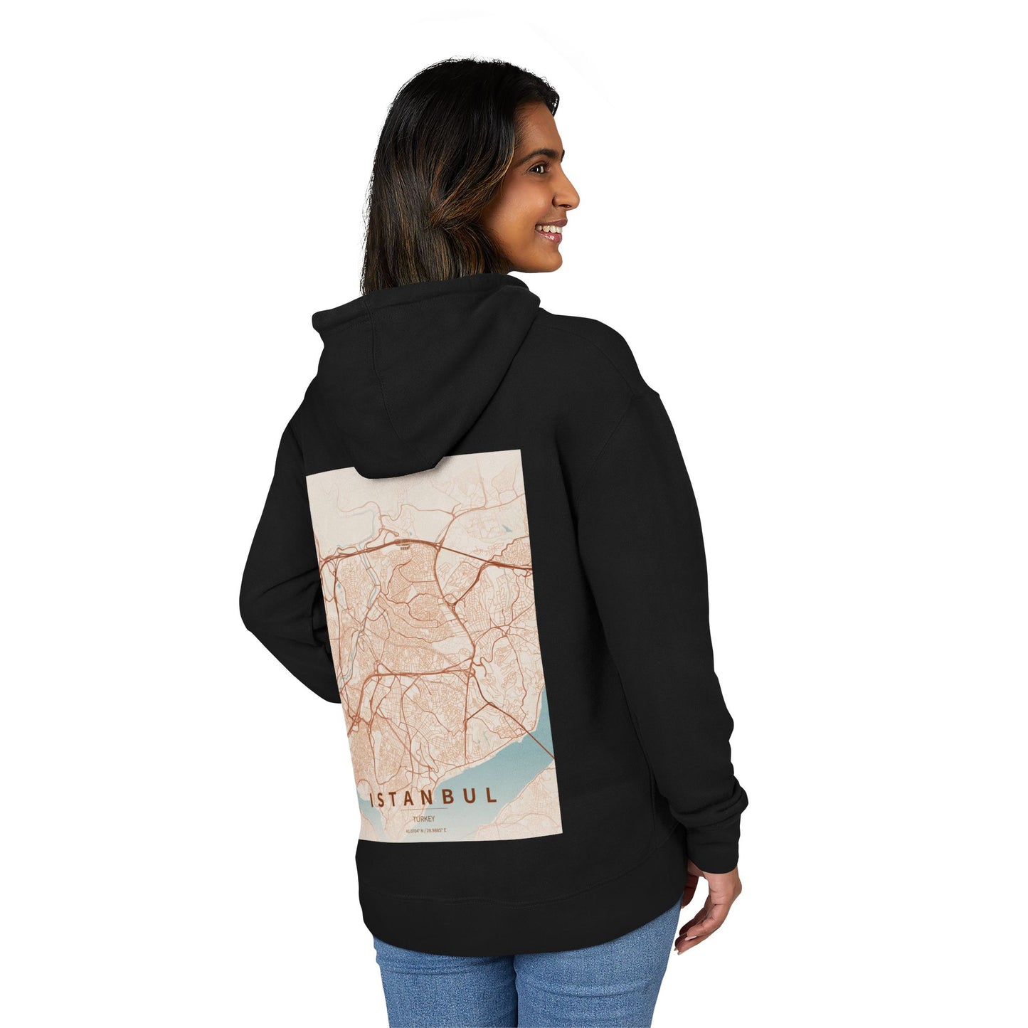 Istanbul City Map Hoodie — Vintage Rose Gold Urban Map Pullover