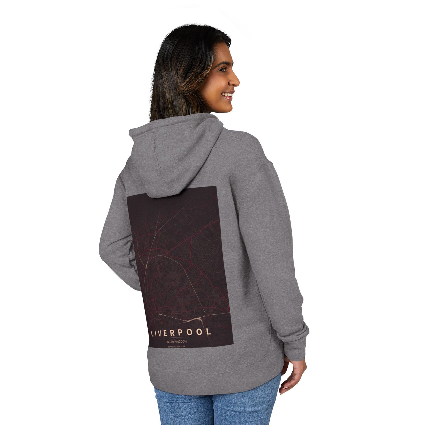 Liverpool City Map Hoodie — Minimalist Urban Map Back Graphic