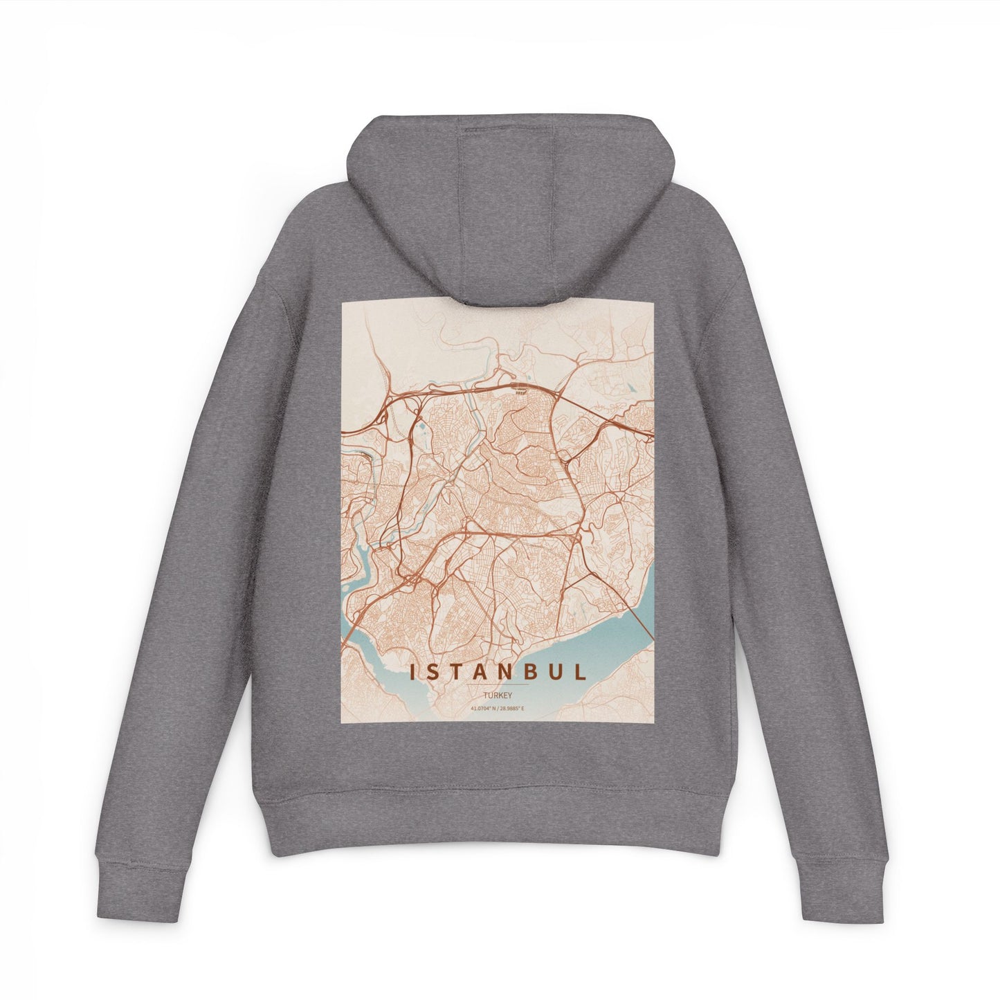 Istanbul City Map Hoodie — Vintage Rose Gold Urban Map Pullover