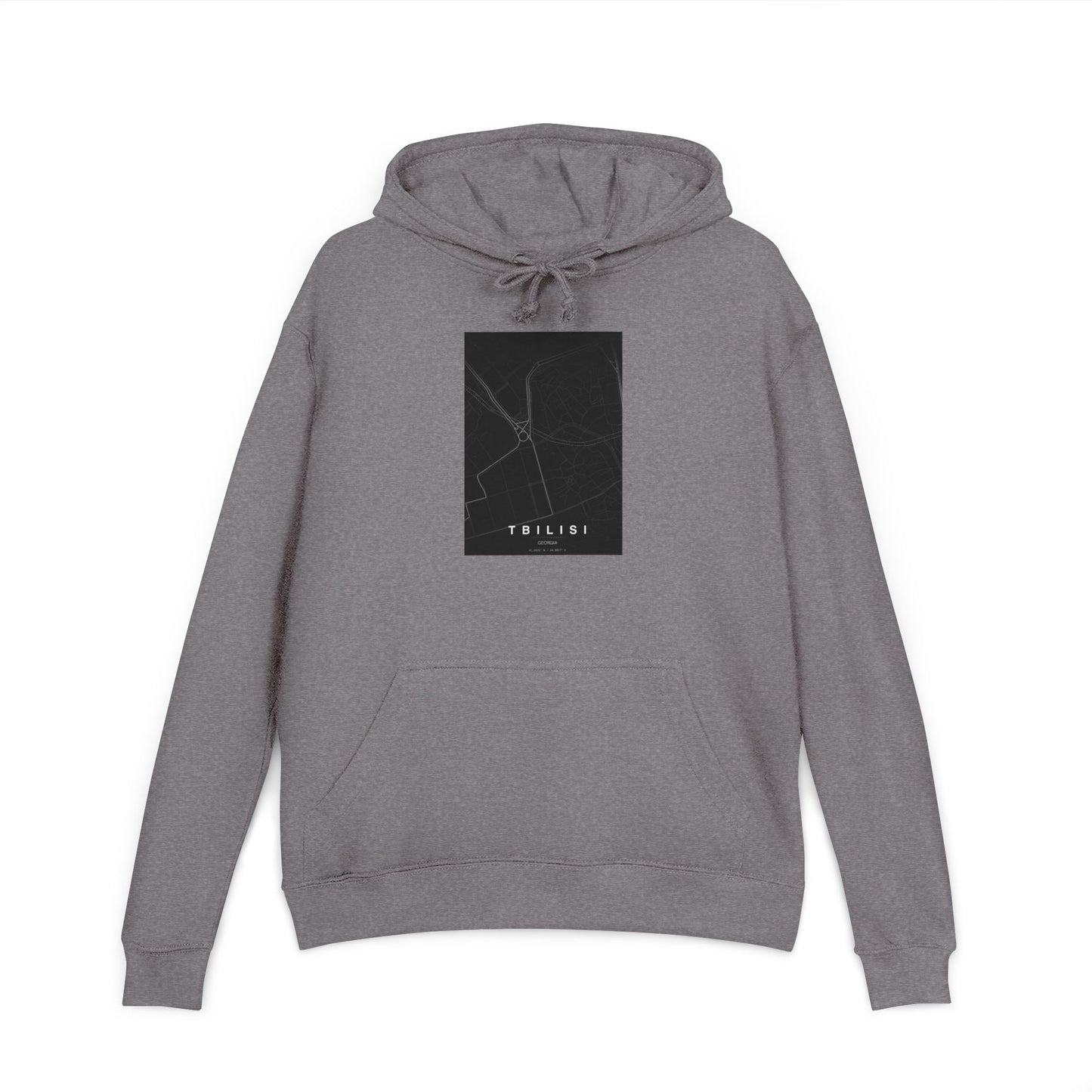 Black Hoodie with Minimalist Marble Graphic - Tbilisi Streets