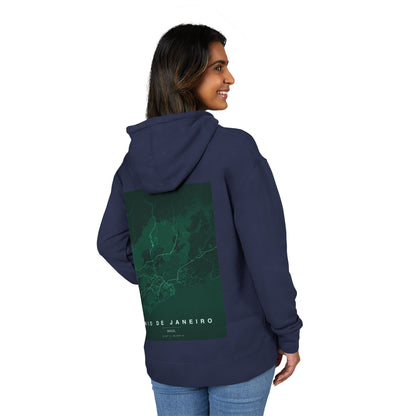 Rio de Janeiro Map Hoodie — Green Topographic Travel Sweatshirt