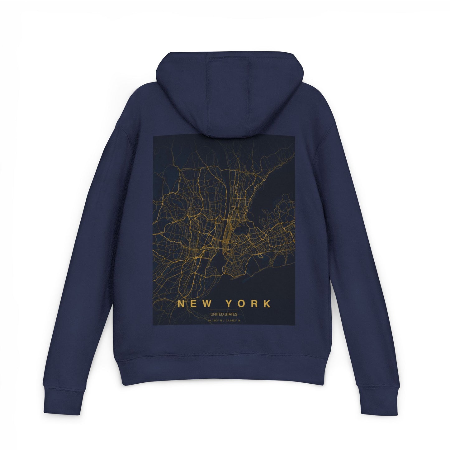 New York City Map Hoodie — Golden Night Street Map Design