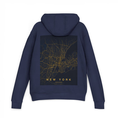 New York City Map Hoodie — Golden Night Street Map Design