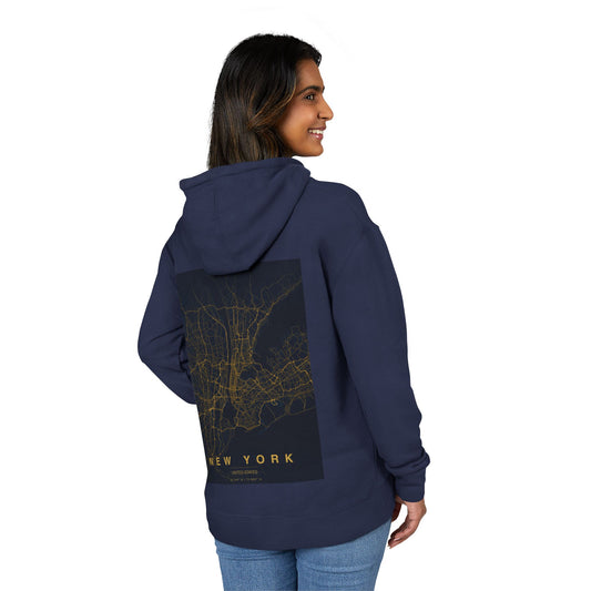 New York City Map Hoodie — Golden Night Street Map Design