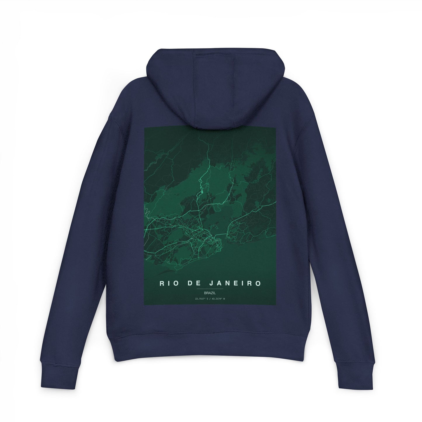 Rio de Janeiro Map Hoodie — Green Topographic Travel Sweatshirt
