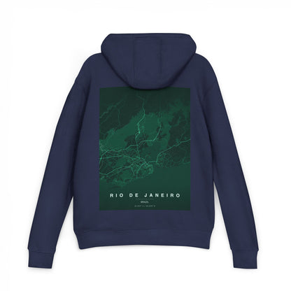 Rio de Janeiro Map Hoodie — Green Topographic Travel Sweatshirt