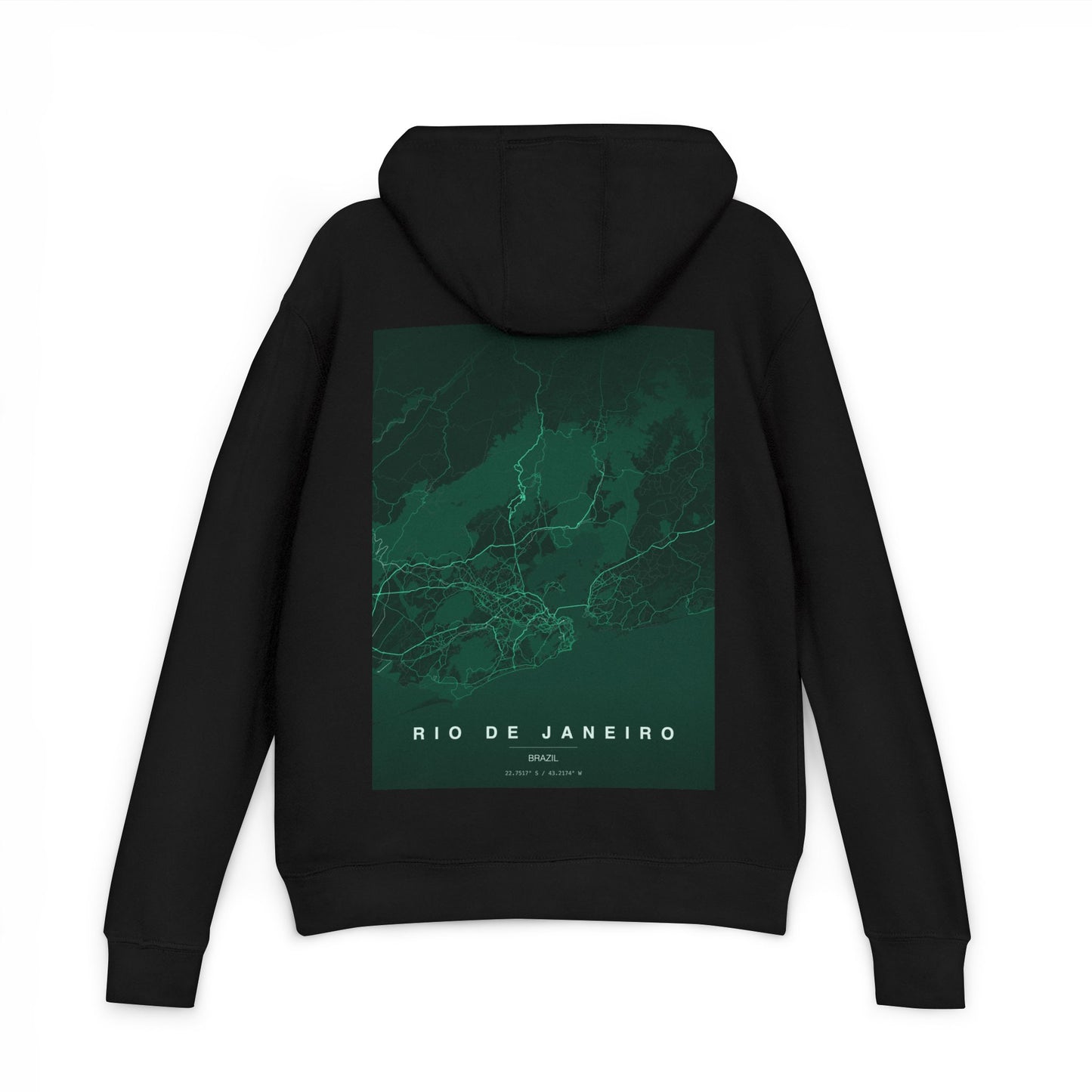 Rio de Janeiro Map Hoodie — Green Topographic Travel Sweatshirt