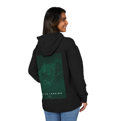 Rio de Janeiro Map Hoodie — Green Topographic Travel Sweatshirt