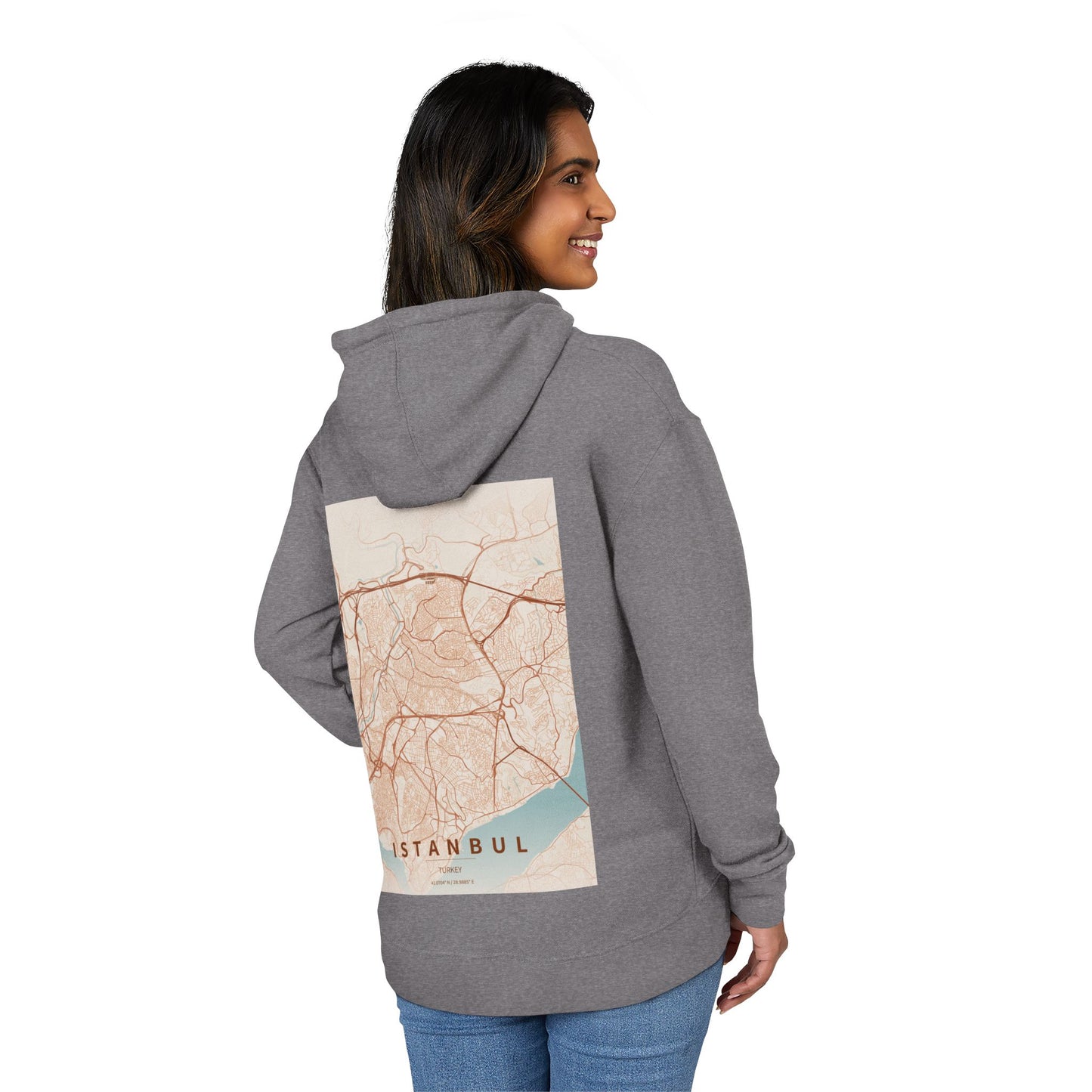 Istanbul City Map Hoodie — Vintage Rose Gold Urban Map Pullover