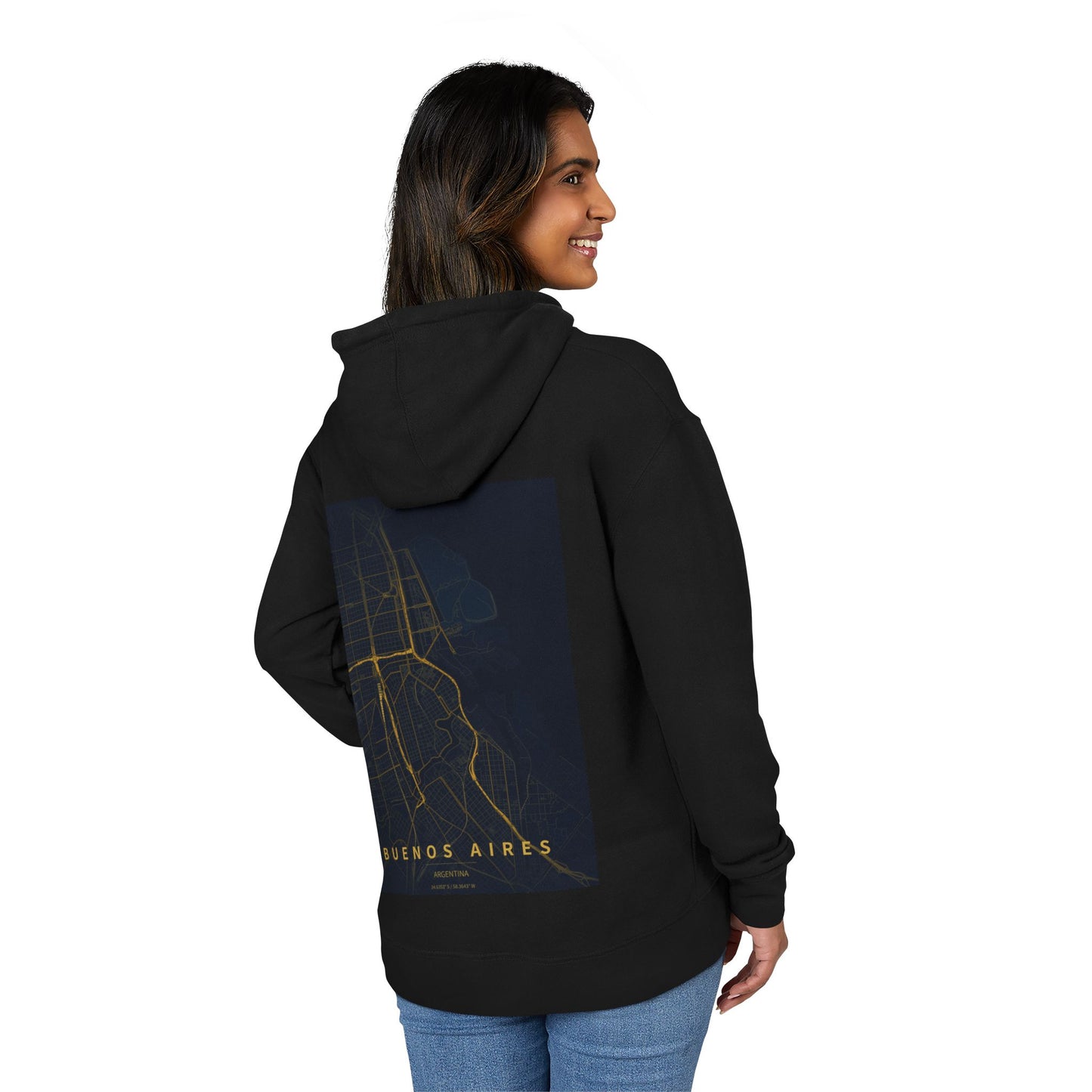Buenos Aires Map Hoodie — Vintage City Street Map Backprint