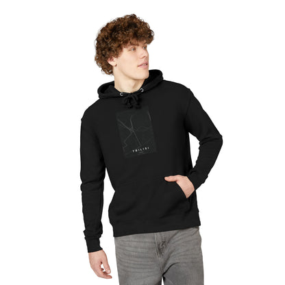 Black Hoodie with Minimalist Marble Graphic - Tbilisi Streets