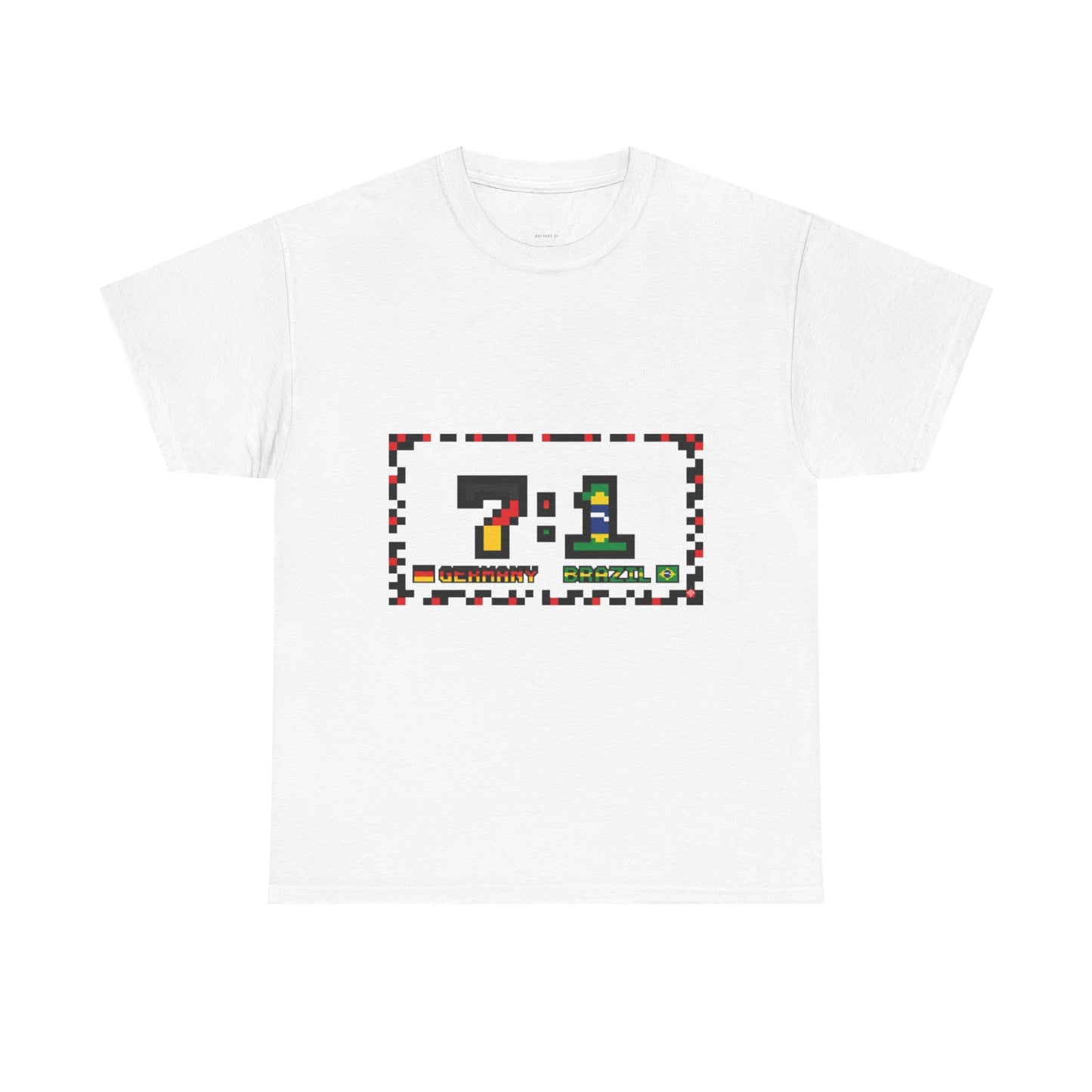 Pixel 7:1 Scoreboard Graphic Tee — Retro Gaming Soccer Jersey Shirt