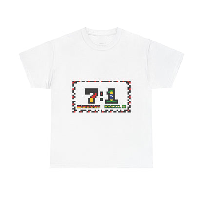 Pixel 7:1 Scoreboard Graphic Tee — Retro Gaming Soccer Jersey Shirt