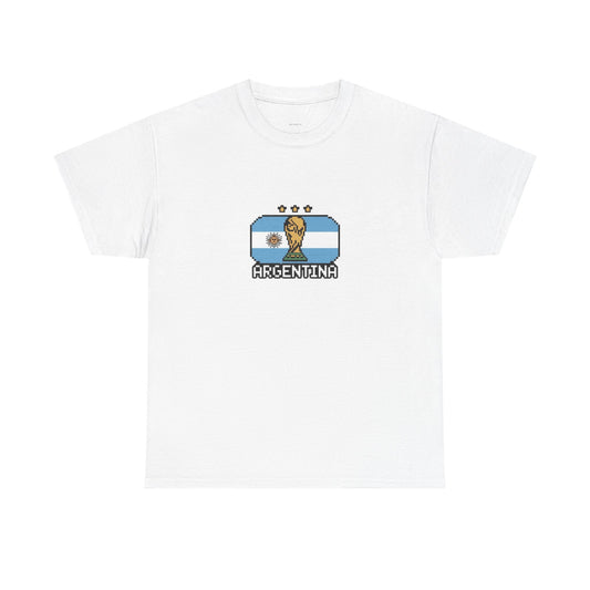 Argentina Pixel Soccer Tee — Retro 8‑Bit Football Shirt