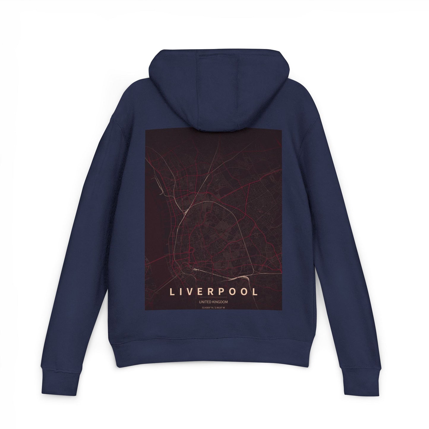 Liverpool City Map Hoodie — Minimalist Urban Map Back Graphic