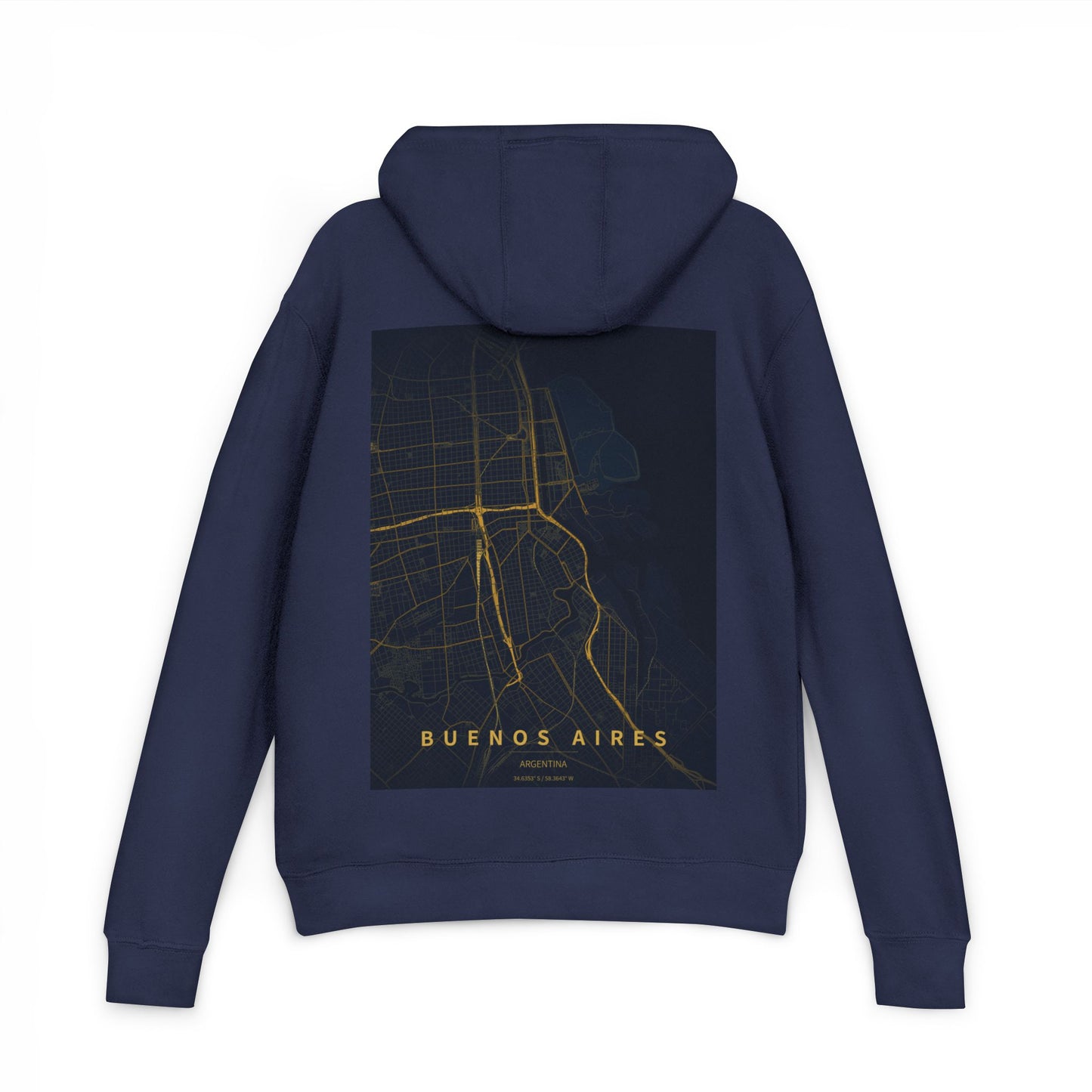Buenos Aires Map Hoodie — Vintage City Street Map Backprint