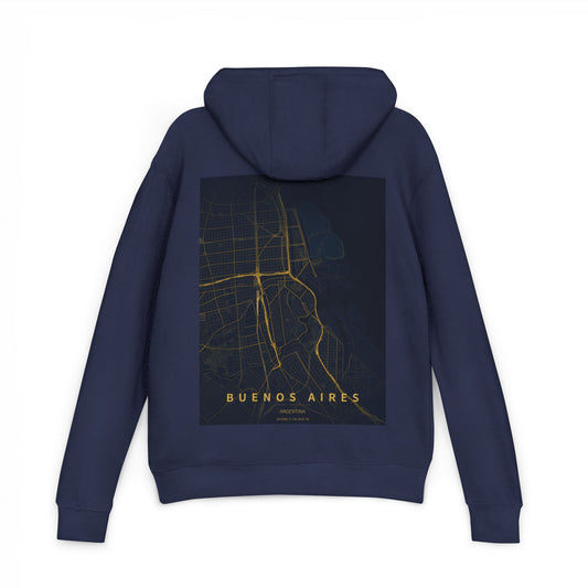 Buenos Aires Map Hoodie — Vintage City Street Map Backprint