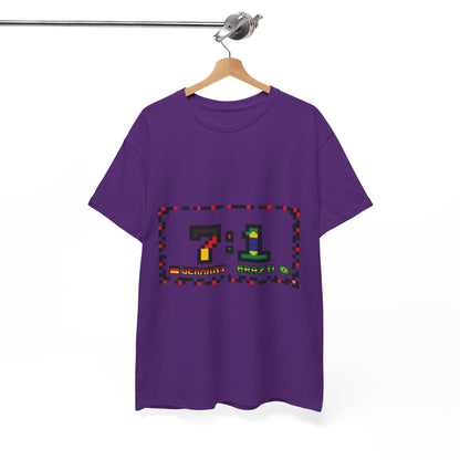 Pixel 7:1 Scoreboard Graphic Tee — Retro Gaming Soccer Jersey Shirt