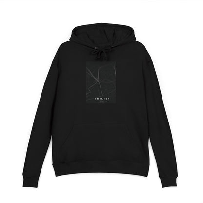 Black Hoodie with Minimalist Marble Graphic - Tbilisi Streets