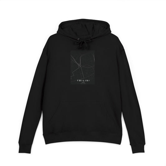 Black Hoodie with Minimalist Marble Graphic - Tbilisi Streets