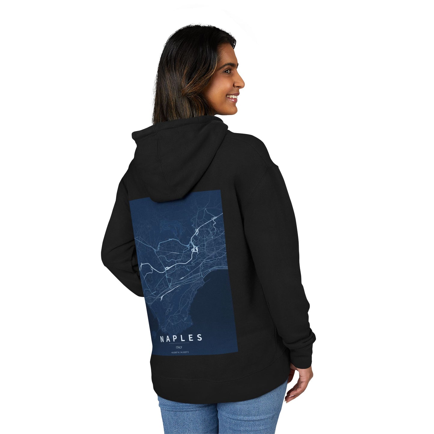 Hoodie — Naples City Map Graphic Pullover (Navy Street Map)