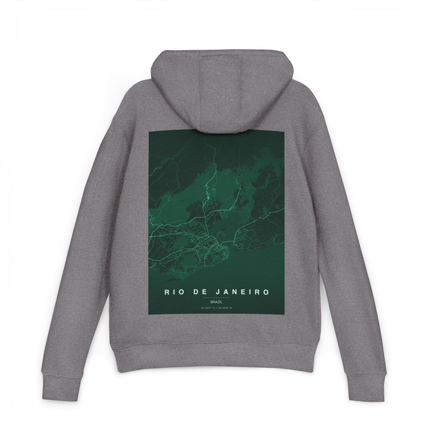 Rio de Janeiro Map Hoodie — Green Topographic Travel Sweatshirt