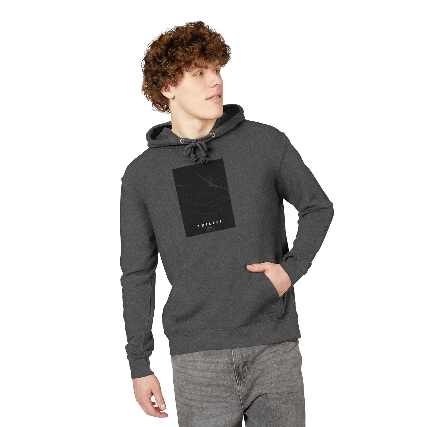 Minimalist Black Square Hoodie - Tbilisi Streets