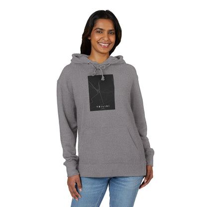 Black Hoodie with Minimalist Marble Graphic - Tbilisi Streets