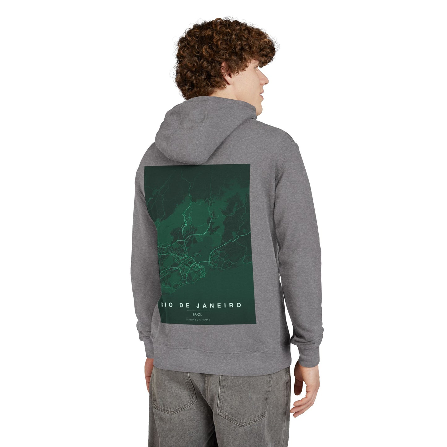 Rio de Janeiro Map Hoodie — Green Topographic Travel Sweatshirt
