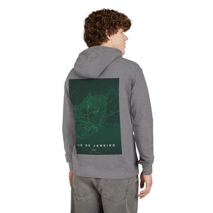 Rio de Janeiro Map Hoodie — Green Topographic Travel Sweatshirt